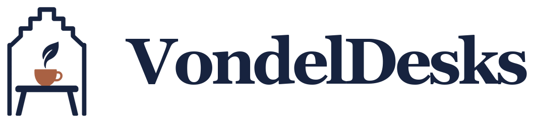 The new Vondel Desks place-led logo and wordmark